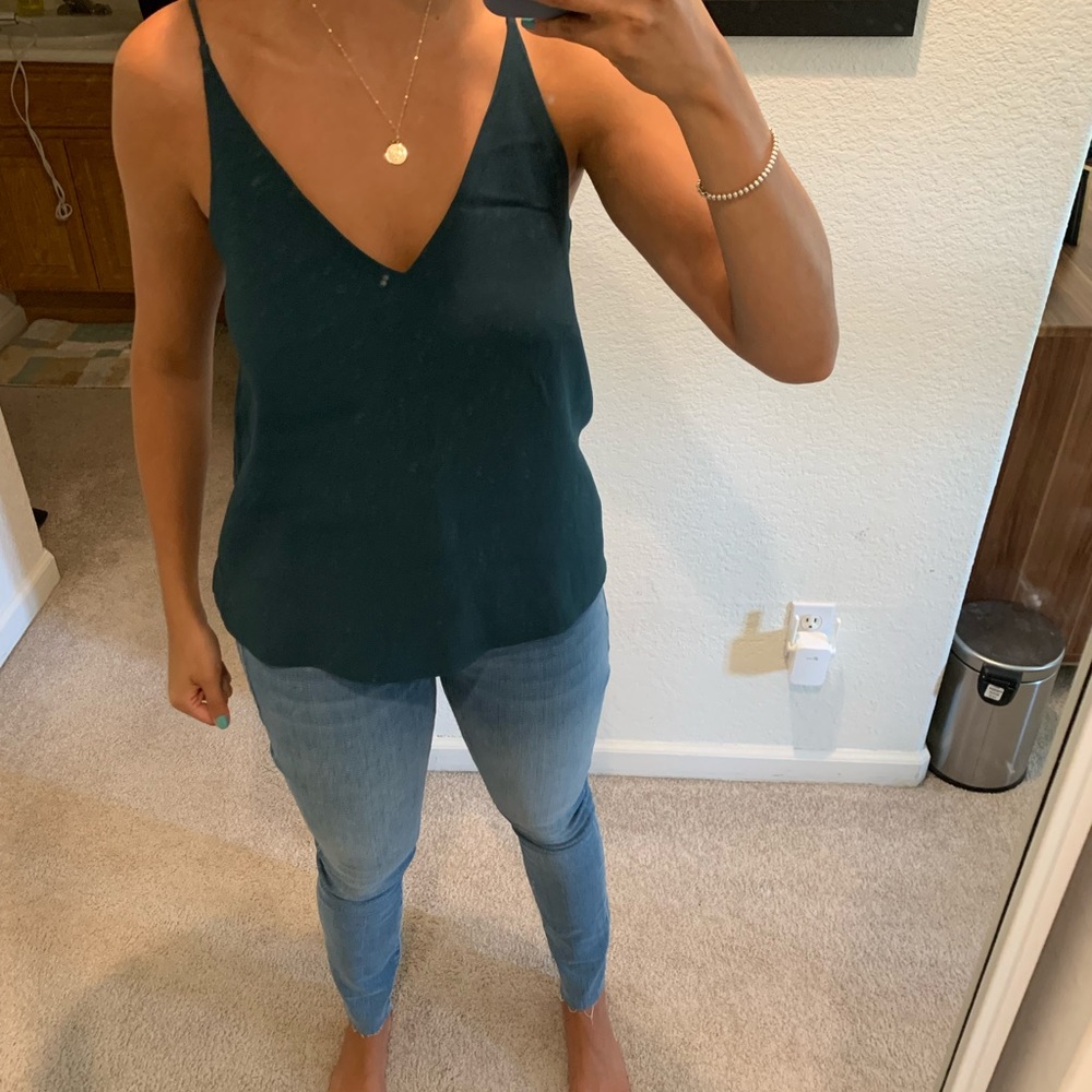 Moss green spaghetti strap top